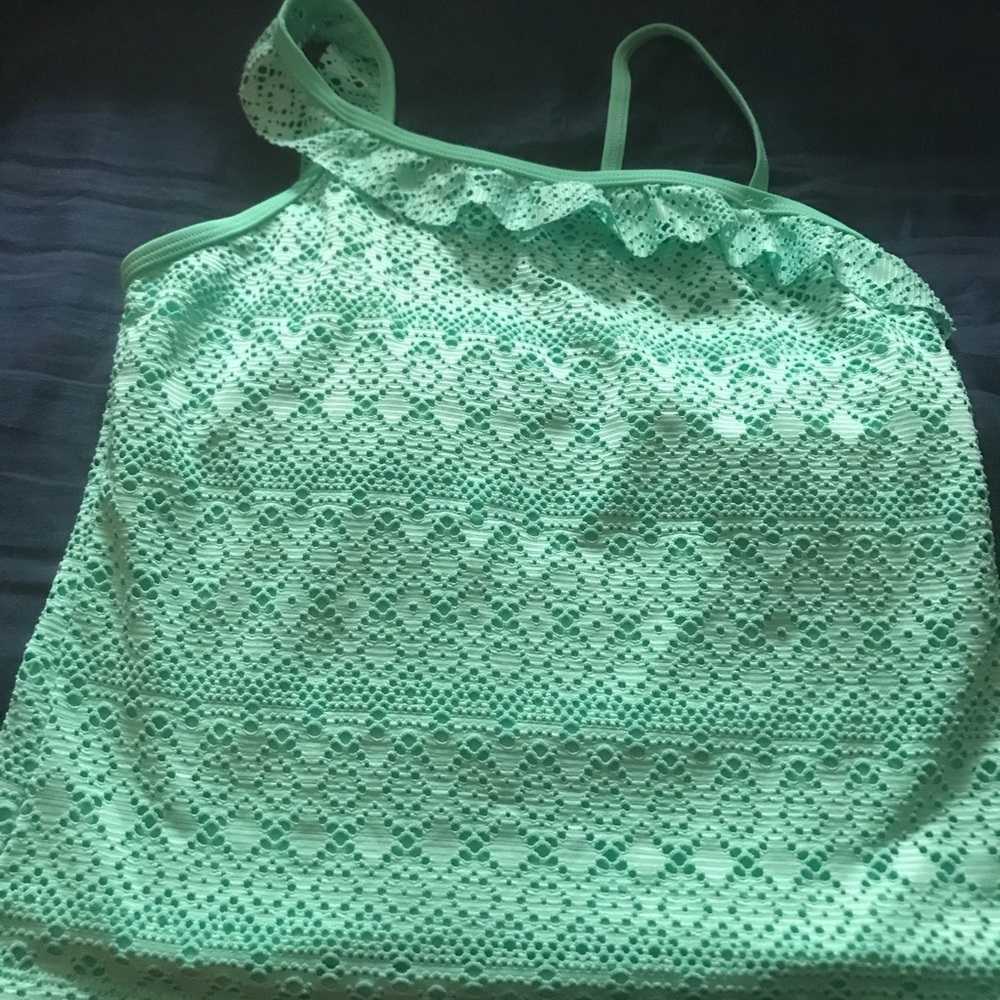 Mint green, eyelet detail  tankini.